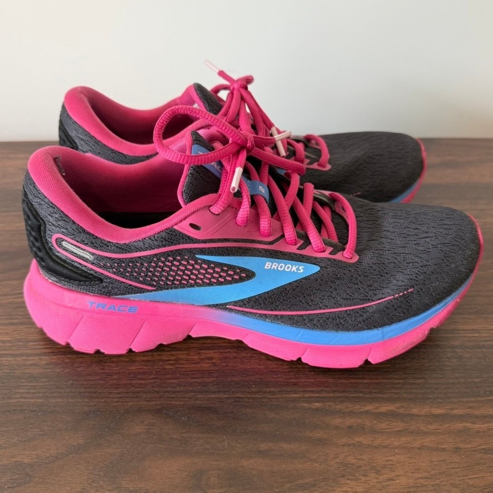 Brooks Trace 2 Womens Running Shoes Size 8 Black Pink Blue 1203751B040